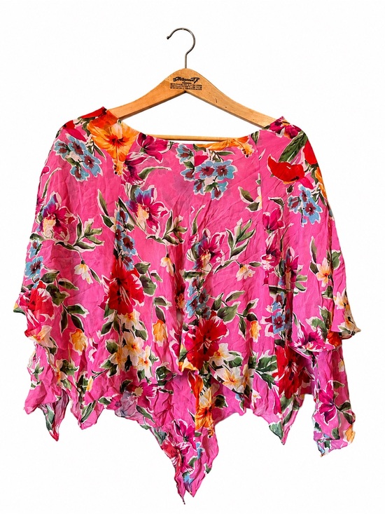 Lauren Ralph Lauren Tops - Ralph Lauren Vintage Floral Pink Lightweight Boho Poncho Blouse Women's 14P